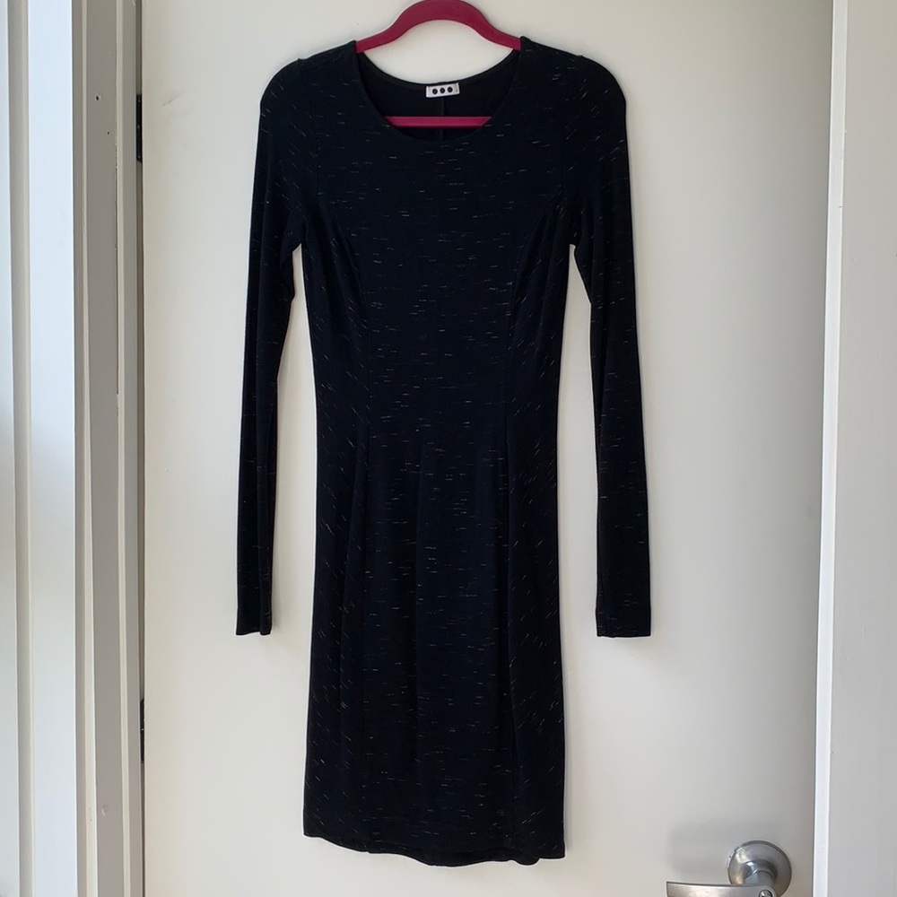 🧡 Three Dots Long Sleeve Midi Dress Black